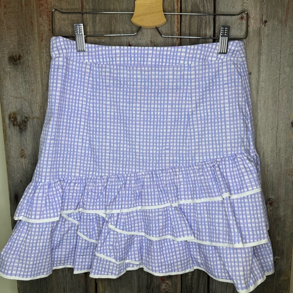 Lilly Pulitzer Rosalie Tiered Ruffle Mini Skirt in Light Lilac Gingham size 8 - Picture 4 of 11